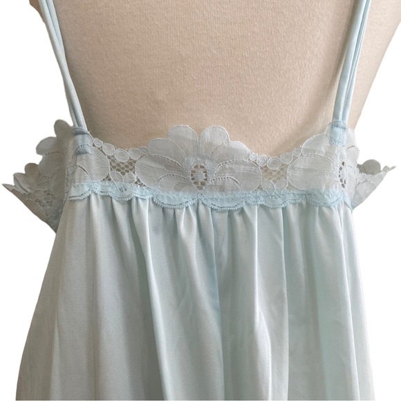 VTG Long Blue Lacey Nylon Full Slip Pinehurst Lingerie 1980s Size L Large W Tag - Picture 5 of 12
